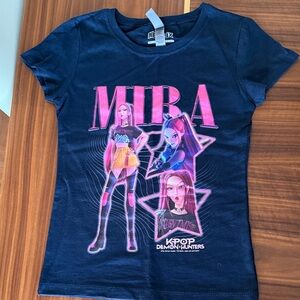Girls KPop Demon Hunters Mira Super Star Logo T Shirt - Navy Blue